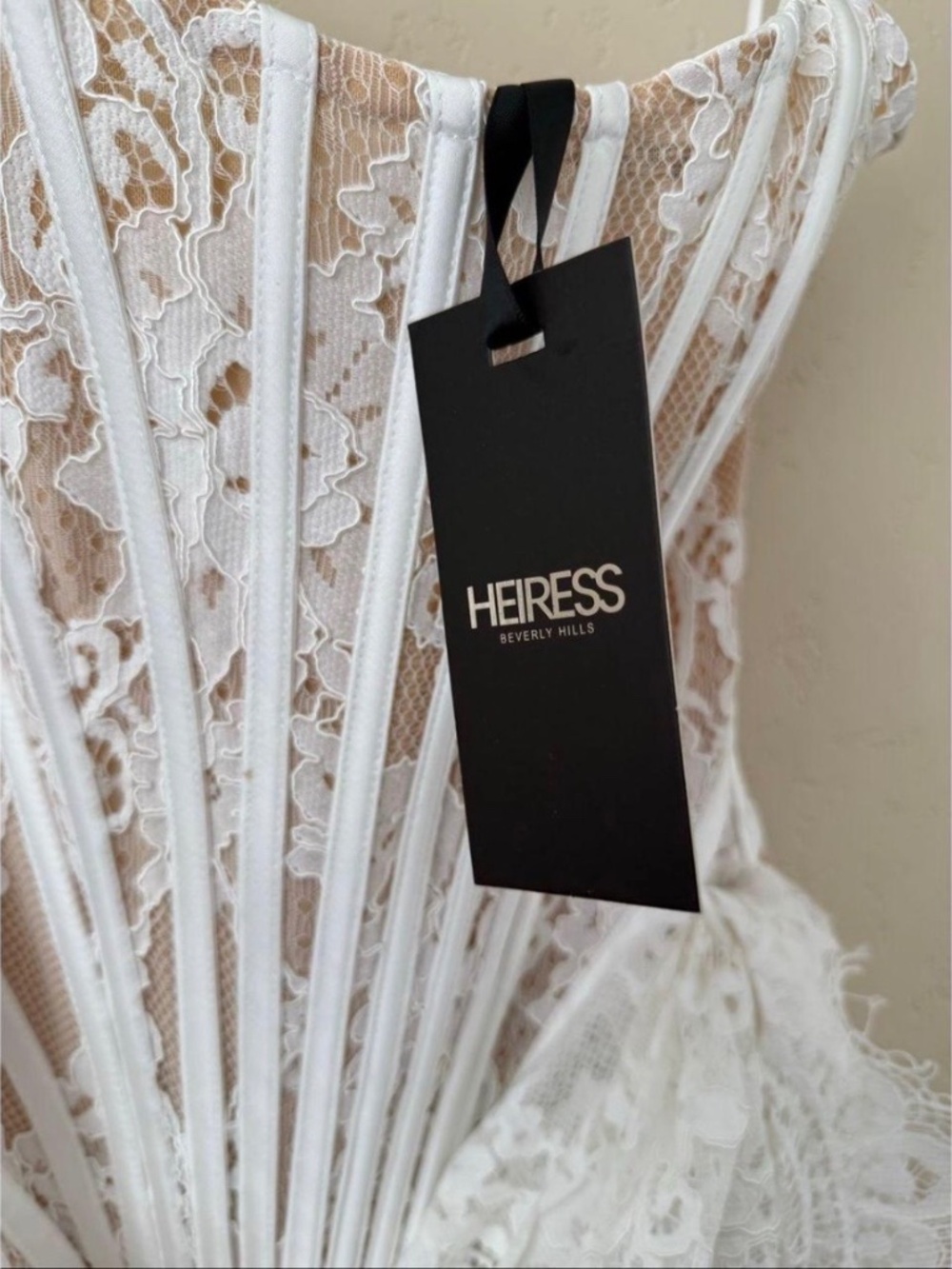 Heiress Beverly Hills Lace Corset Mini Dress with Satin Detailing - Picture 6 of 6